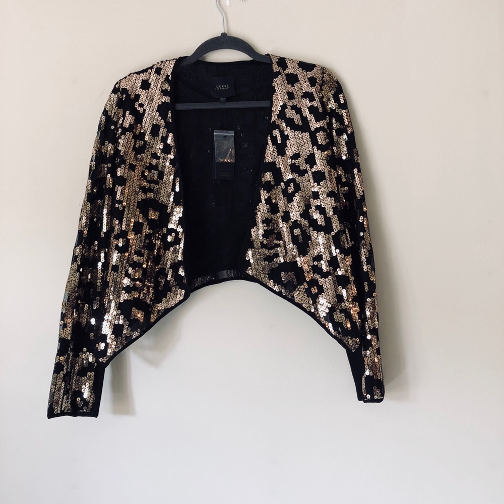 New Guess Leopard Sequined Jacket